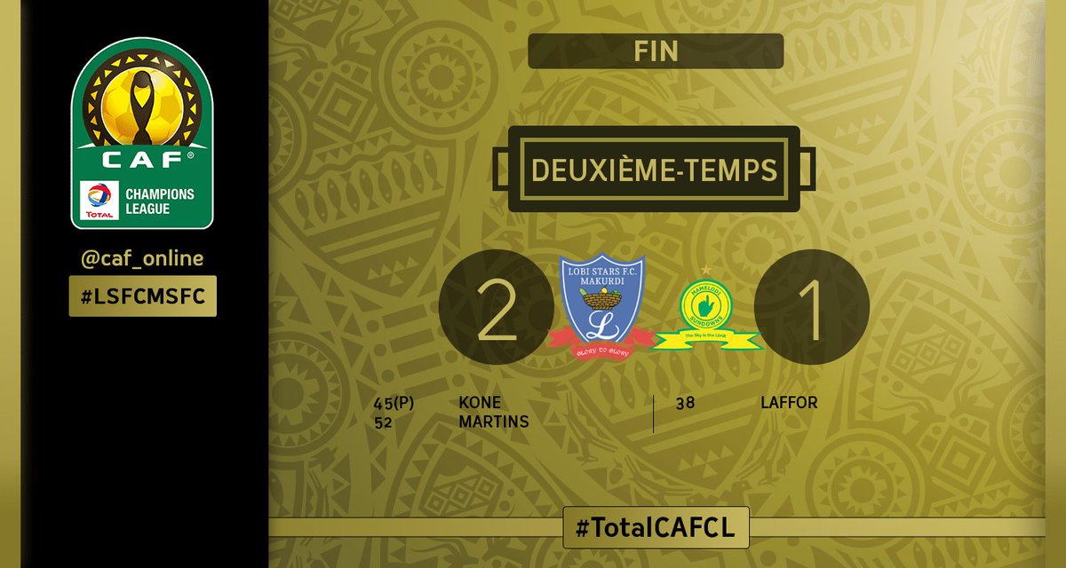 caf_online_FR's tweet photo. DEUXIรME MI-TEMPS | Lobi Stars - Mamelodi Sundowns 2-1 #TotalCAFCL #LSFCMSFC https://t.co/Fa2BgnZabO