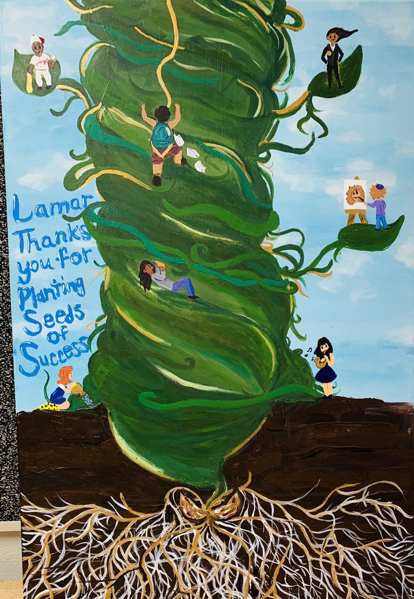 LamarMSart's tweet photo. Look what these awesome @LamarMS art students created as a thank you to the LISD school board!! Paige, Audrey, Sophia and Jamie illustrated how our thriving school system is created through great support!#LISDculture #SchoolBoardMonth https://t.co/41fn1UJFI6