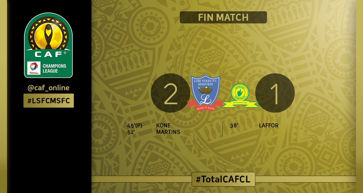 caf_online_FR's tweet photo. FIN DU MATCH | Lobi Stars - Mamelodi Sundowns 2-1 #TotalCAFCL #LSFCMSFC https://t.co/isFBE7jxnx