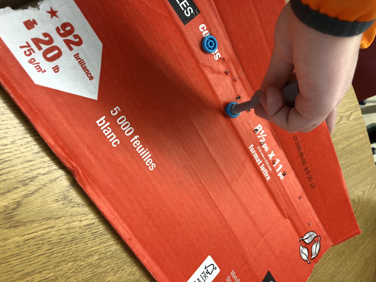 UPSLibrary's tweet photo. Grade 4s exploring with our new Makedo kits #cardboardeverywhere  @JamesLangner https://t.co/moLG3ViZ3U