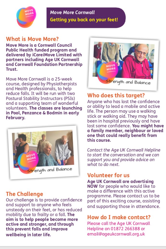 movemoreCor's tweet image. Ready for referrals iCareiMove  in partnership with @AgeUKCornwall @CPFT_NHS  @CornwallCouncil delivering falls prevention &amp;amp; keeping the residents of Cornwall safe #fallsprevention #strength #balance @icareimove @RCHTStopFalls @RCP_FFFAP @DrAmirKhanGP @LaterLifeTrain @NHSEngland