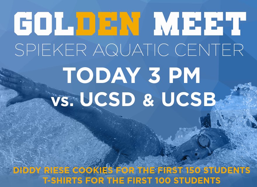GOLDEN MEET ALERT!! SoCal might be a little cold today, but that won’t stop <a href="/UCLASwimAndDive/">UCLA Swim And Dive</a> 😤 Come to Spieker at 3pm to support our team! 
#GoBruins | #UCLA