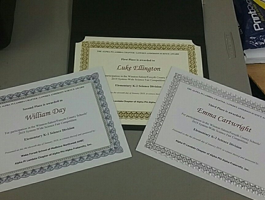 SciCoachOv's tweet photo. @wsfcs #ScienceFair19 Elementary grades kindergarten - 2nd winners @WSFCS_Science #WeDoScienceWell https://t.co/F2E6sBW7fZ