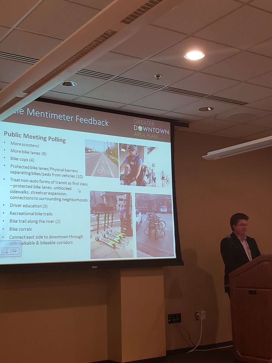 KCMOPlanning's tweet image. A couple of our rock star planners are presenting on transit, bikes and scooters related to the Greater Downtown Area Plan goals to  @godowntownkc today. Thanks Joe and Brian! #GDAP #KCMO