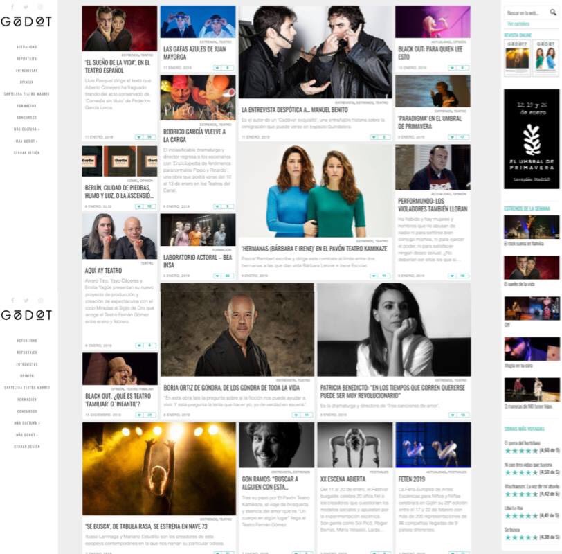 2019 ha empezado fuerte en los teatros de Madrid. En revistagodot.com tenemos toda la cartelera y los mejores reportajes, artículos y entrevistas para estar al día y reflexionar más allá de disfrutar de un buen espectáculo. Date una vuelta y comparte lo q te guste!