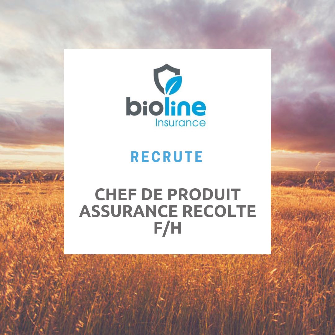 Atekka_Ins's tweet photo. [OFFRE D'#EMPLOI] - Afin d’accompagner son développement sur les garanties aléas climatiques à destination des #agriculteurs, @BiolineInsuran, recherche un Chef de produit #Assurance #Récolte (h/f) en cdi.

Pour postuler >>> https://t.co/D5uE3wVisg https://t.co/6s9ONy8Cbf