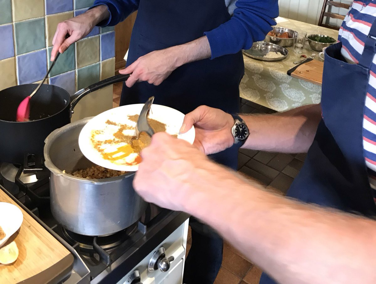 My first 2019 cookery class session cooking up a a flavour sensation  with lamb kofta, chicken and spinach curry, pilau rice and raita. Can’t wait for dinner tonight neither can my cooks. #FridayNightFeast #curry #cookerysession #somerset #spices