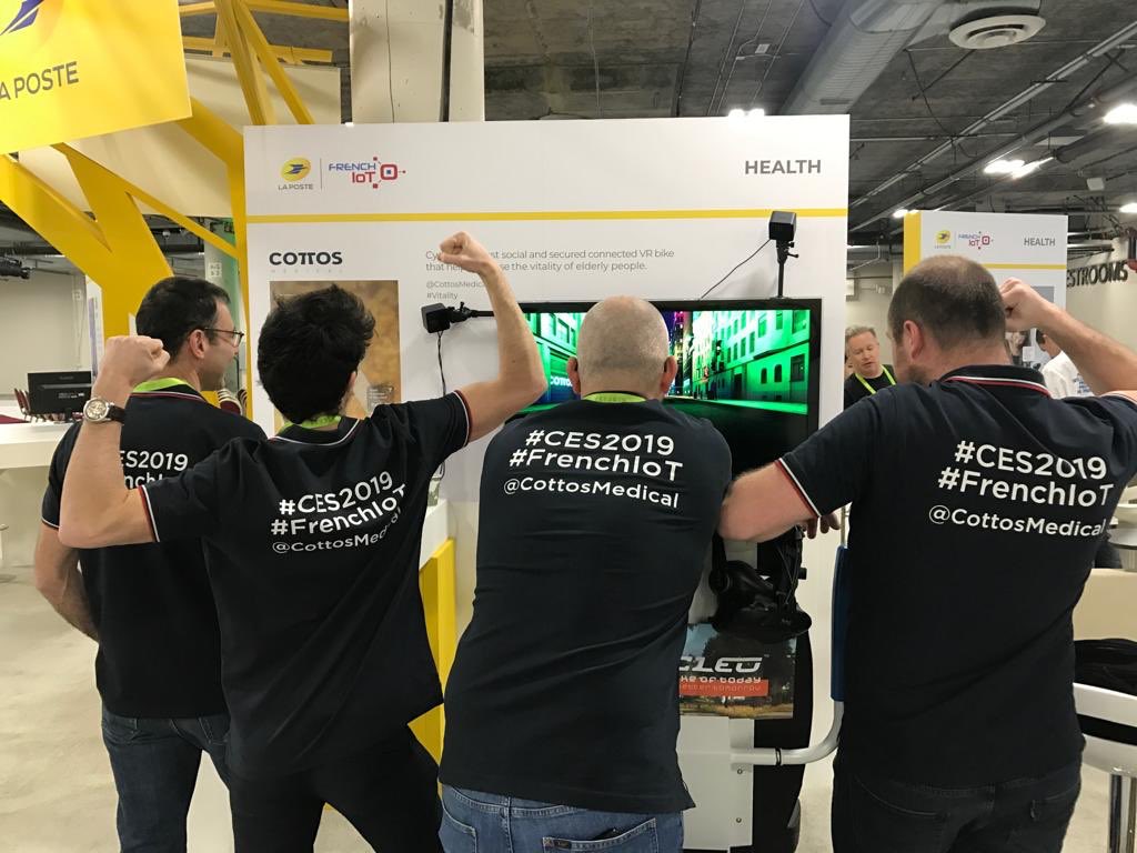 CottosMedical's tweet photo. #CES2019 | C’est le dernier jour d’une semaine riche en rencontres et échanges pour ⁦@CottosMedical⁩.  Pas moins de 100 km parcourus sur #Cycleo depuis le début du salon ! #FrenchIoT #SimplifierLaVie #eSante #HealthCare #IoT https://t.co/CqhMMQMu48