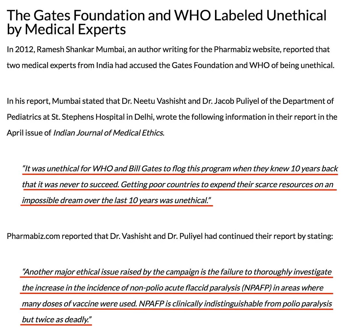 Anon On 8Chan Suggested That Gates Were Trembling With Fear Now That The Clinton Foundation Is Under Multiple Federal Investigations. GF Already Face Lawsuits In India Due To An Investigation By The Supreme Court Of India.October 5, 2014. https://vactruth.com/2014/10/05/bill-gates-vaccine-crimes/ #QAnon  @potus