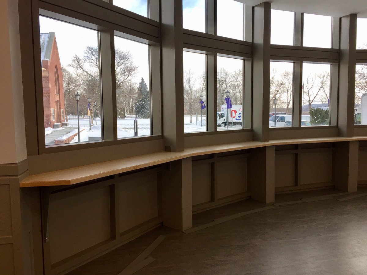 SaintMikesAD's tweet photo. Sharp renovation of @saintmichaels Green Mountain Dining Room in Alliot Hall - hustling to get things in place before students return - looking good! #WelcomeBackKnights #MoreToCome #smcvt https://t.co/BI9oRFrxEB