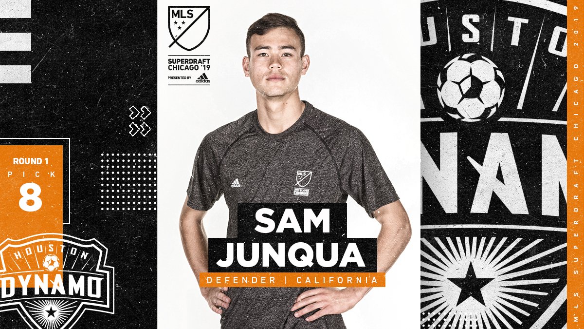 MLS's tweet photo. At #8, @HoustonDynamo choose defender Sam Junqua out of @CalMSoc. #SuperDraft https://t.co/s842m09DWY