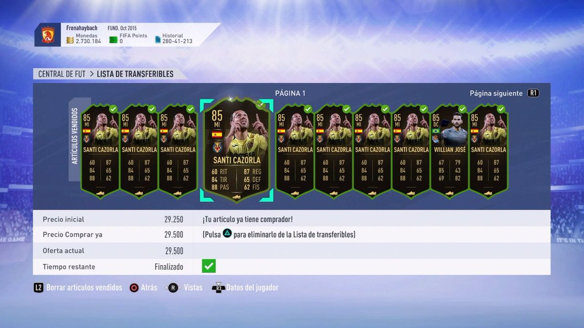 FIFAUTTRADEOS's tweet photo. SACADA! 🔥 

👉🏼 Ayer dijimos de comprar a Cazorlas en 23.000 por aquí, y, en menos de un día sube más de 7K por carta.

✅ Brutal beneficio y para ello hacemos #SorteoFlash de 25.000 coins entre los RT, follow y que estén en mi Telegram! https://t.co/acWwWdDRE7

⏰ Mañana premio! https://t.co/OvCJEWJ6q2