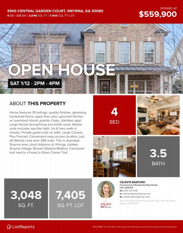 GeiselGroup's tweet image. Join Celeste Basford for an open house Saturday Jan 12th from 2-4 pm 3900 Central Garden Court Smyrna #kellerwilliamsfirstatlanta #geiselgrouprealty #openhouse #openhouses #realestate #atlantarealestate #realestate #realtor #justlisted #broker
 #silvercomettrail #centralgarden