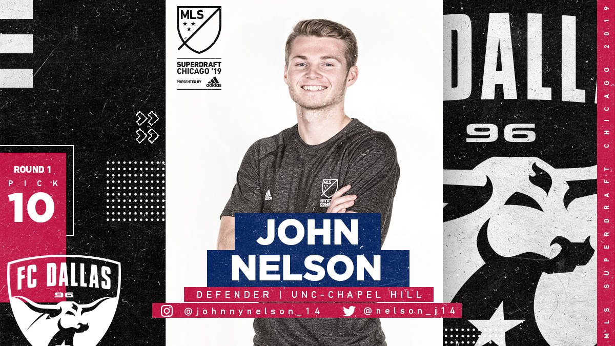 MLS's tweet photo. Rounding out the #SuperDraft Top 🔟, @FCDallas take @UNCmenssoccer defender John Nelson (@nelson_j14). https://t.co/eWgWtE3nU0
