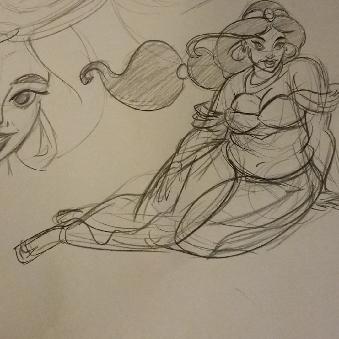 MacSketchyMike's tweet photo. Did this last night.
Pre work sketching for a bigger piece featuring this plus size princess.
#FullFigureFriday #Disney #Jasmine #WholeNewWorld #PlusSizePositive #PlusSizeArtist #MacSketchyArt https://t.co/6K7JPqcAYY