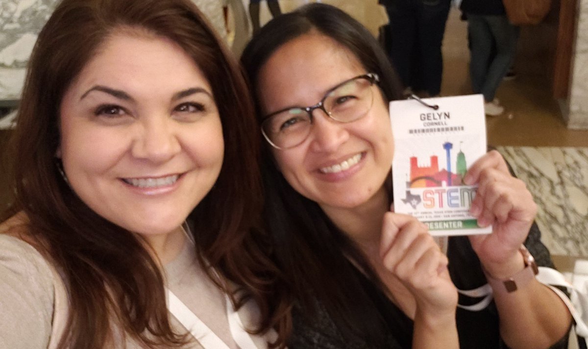 MatturroMEd's tweet photo. #TXSTEM2019 has us 😁😊!! #sciencerocks #lifelonglearners @gelyn_roble https://t.co/eqIPCrHPWY