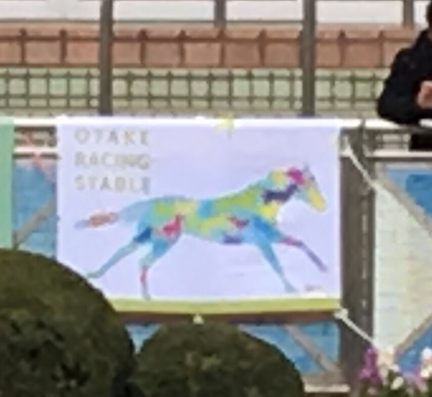 kkotatsu's tweet image. 幕出し終了。
本日は大竹厩舎幕のみです。
ボケボケですみません…。
#大竹厩舎