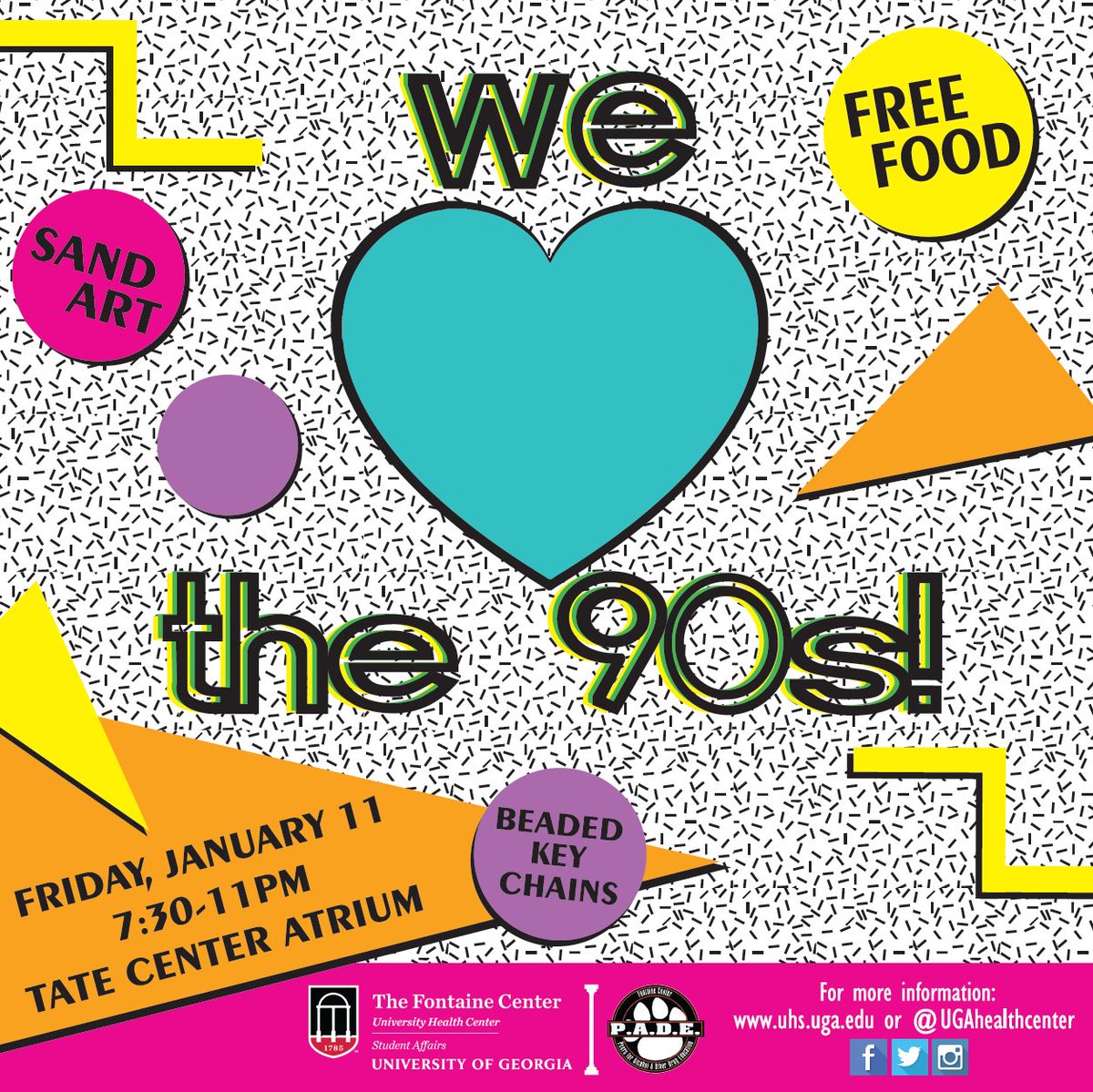UGAHealthCenter's tweet photo. πSo this is happening...like now...
#youshouldbethere #90sNight #UGA #PADEatUGA https://t.co/AC5cyoOES9