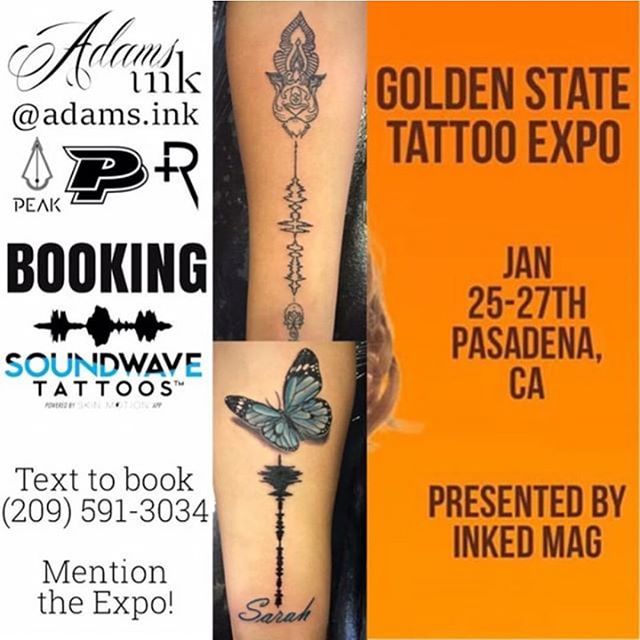 skinmotionapp's tweet photo. Get your @soundwavetattoos from @adams.ink at @goldenstatetattooexpo! She still has time for your tattoo, message her to book yours! #tattoo #soundwavetattoo #skinmotion #skinmotionapp #goldenstatetattooexpo https://t.co/ysaEbe5Nrx https://t.co/bpJhmK01jg