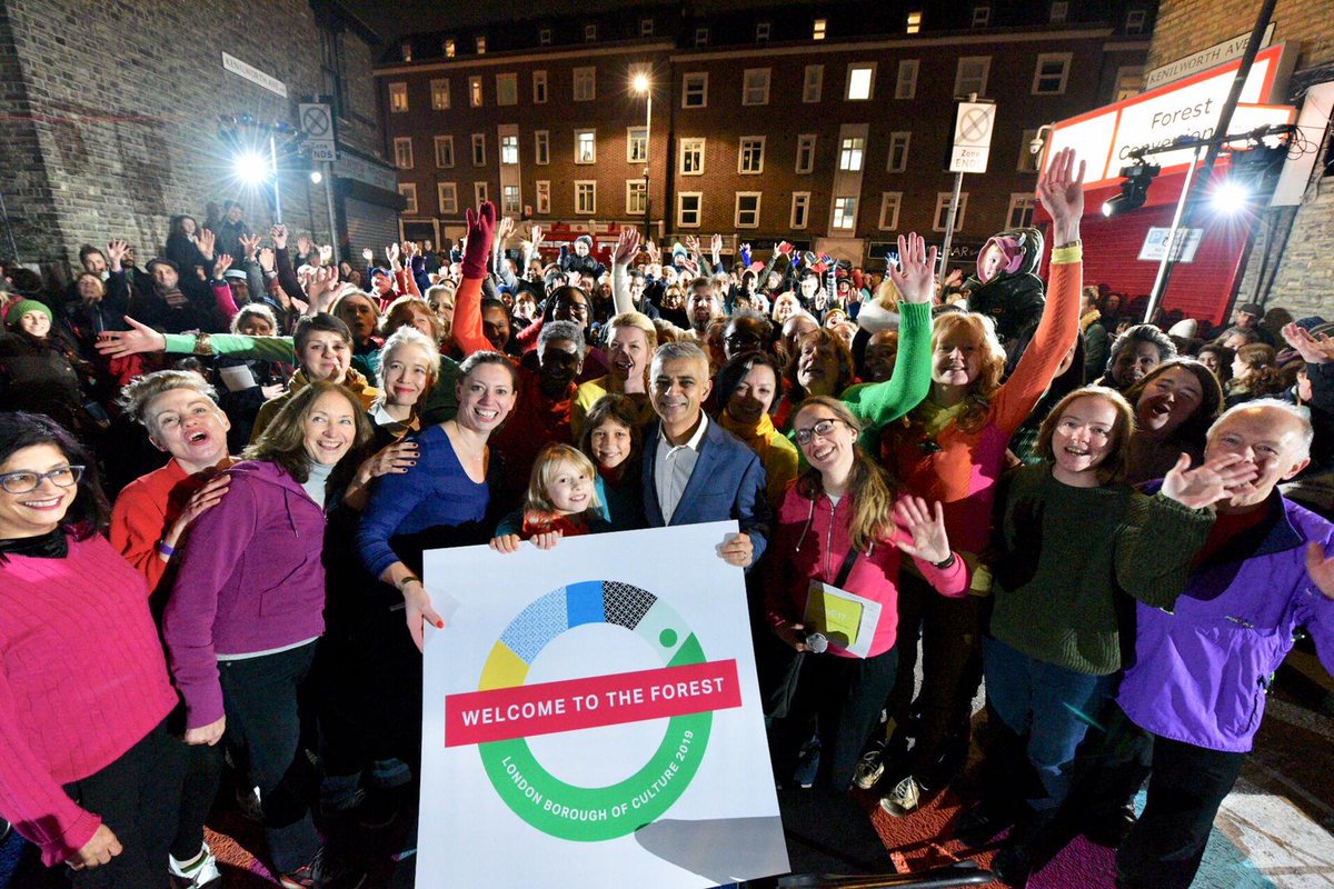 SadiqKhan's tweet photo. What an incredible celebration of Waltham Forest this evening - our first-ever London Borough of Culture. @WFculture19’s free events will continue all weekend, and everyone’s invited #WelcomeToTheForest #LondonisOpen https://t.co/QQVZTQ4kRY https://t.co/ZmV3f1yKIZ