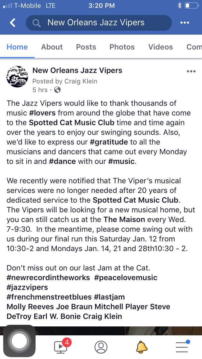 504Experience's tweet photo. The Jazz Vipers / End of an Era @ Spotted Cat Music Club New Orleans LA. https://t.co/N5FbNH0IuV