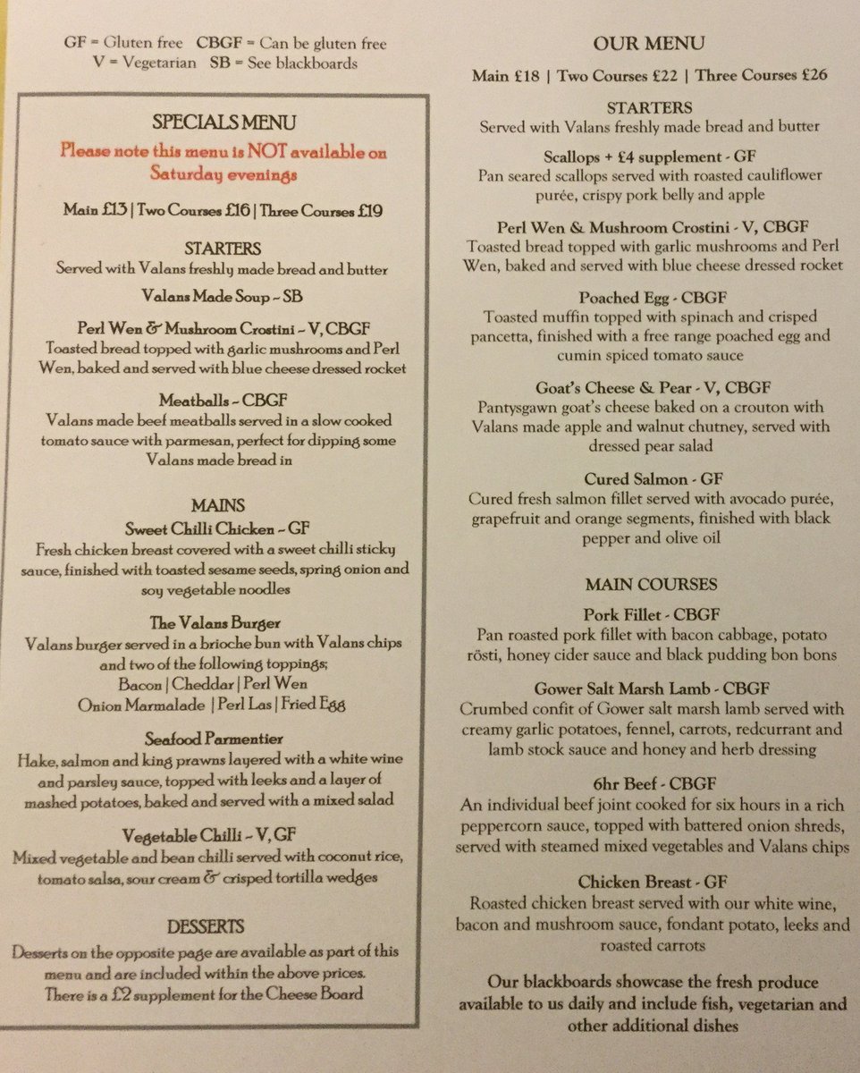 valansrest's tweet photo. New menus launch on Tuesday and we can't wait to see you all! Check out the website for St. Dwynwen's, Valentine's and Mexican night menus 🏴󠁧󠁢󠁷󠁬󠁳󠁿🍔🍳 https://t.co/rCeVgTMH9y