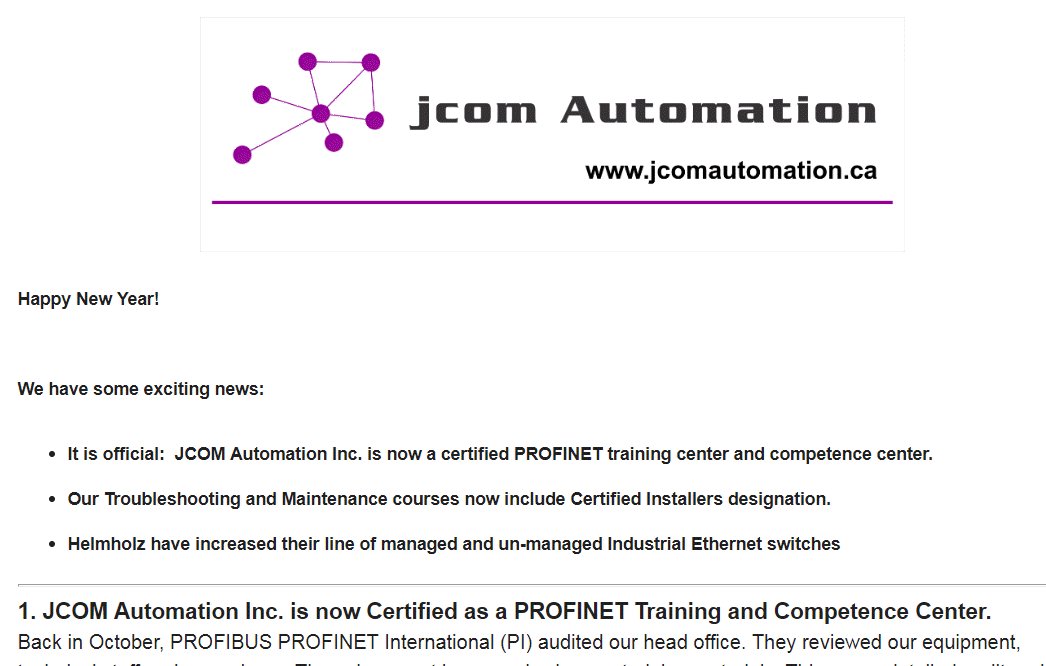 jcom_automation's tweet image. JCOM Automation Inc. Winter newsletter was just released. It has information on new training and Helmholz switches:
mailchi.mp/db036d7c02eb/j…