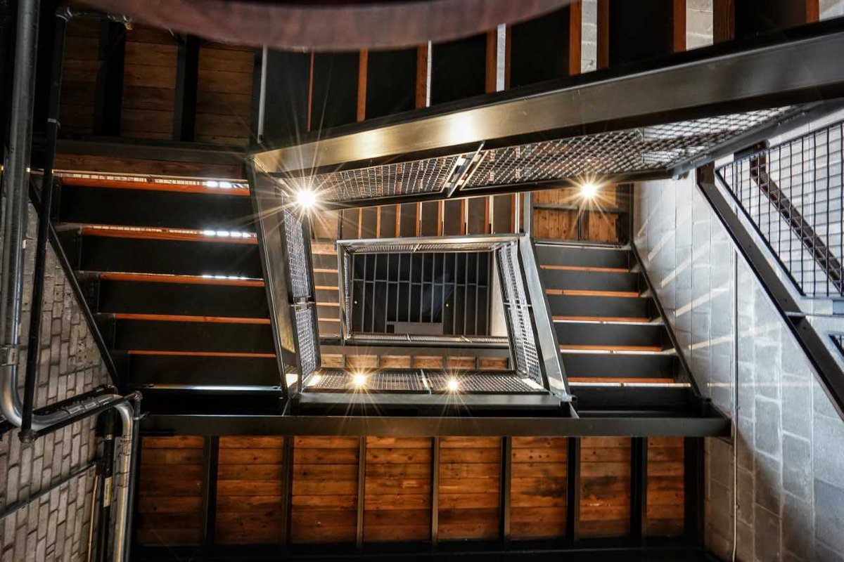 mcintoshporis's tweet image. #DetroitArchitecture – sometimes the simplest elements come together to complete the composition. Photo by TJ Samuels of the stairway at The Factory #countyoursteps #detroitdesign #mobility #feet #ford #MPArchitects