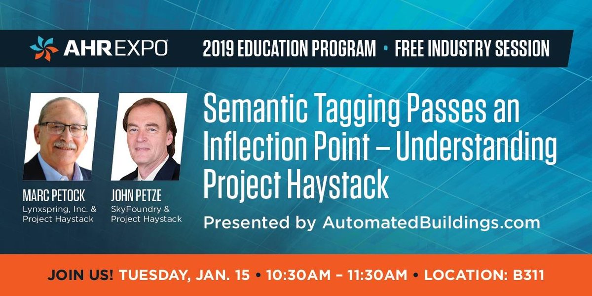 haystackconnect's tweet photo. Just a reminder. Join John and Marc next Tuesday morning @ahrexpo  https://t.co/0uNEnZxxDz  #bacnet #brick #projecthaystack https://t.co/CqAIiRYuwv