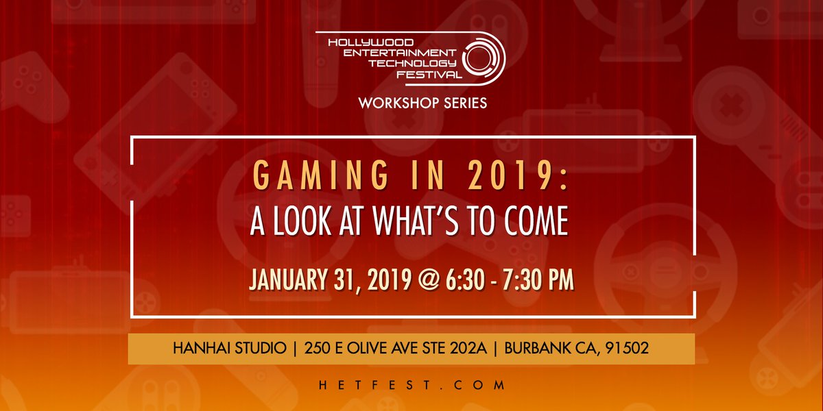 HET_Fest's tweet photo. Excited to announce our next workshop - Gaming in 2019: A Look at What’s to Come 🎮

EARLY BIRD tickets on sale NOW! →https://t.co/uyKFlg7uBz https://t.co/wyieMUrVWr