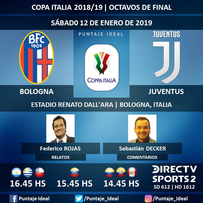 ⚽ #FútbolEnDIRECTV | #Bologna vs. #Juventus
🎙 Relatos: @FDVENE
🎙 Comentarios: @SebasDecker
📺 TV: @DIRECTVSports 2 Sudamérica (612 - 1612 HD) - #Torneos
🤳 #SoySportista - #CopaItalia 🇮🇹 - #BolognaJuve
Dale RT 🔃