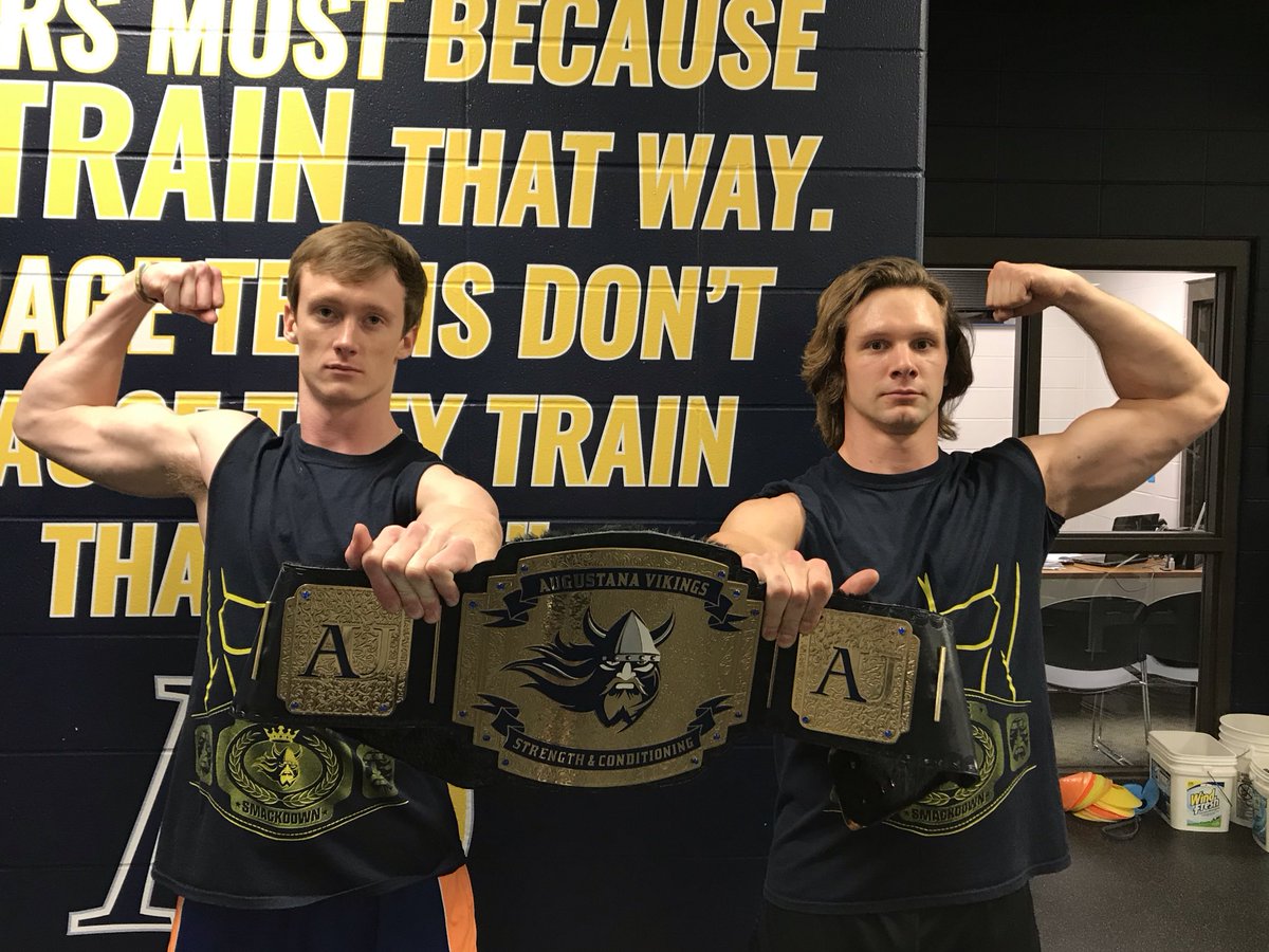augiestrength's tweet photo. Strength &amp; Conditioning December Athletes of the Month!

Paul Meloche &amp; Eli Anderson @AugustanaTrack and Christina Delzer @AugieSoftball 

All three lifted PR performances but more importantly are fierce competitors. Congratulations!
🏃🏻‍♂️🥎🏋🏻‍♂️💪🏻🏆 https://t.co/sbOwHv2ZBa