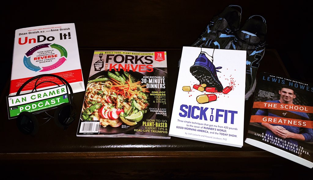 I’ve a few more weeks of ‘me’ time. What a positive way to spend them! All set w/ my health, wellness, & motivation bundle! @deanornishmd @askhowie @joshlajaunie @lewishowes @ianmcramer @forksoverknives #sicktofit #wfpb #wfpbno #plantbased  #schoolofgreatness #iancramerpodcast