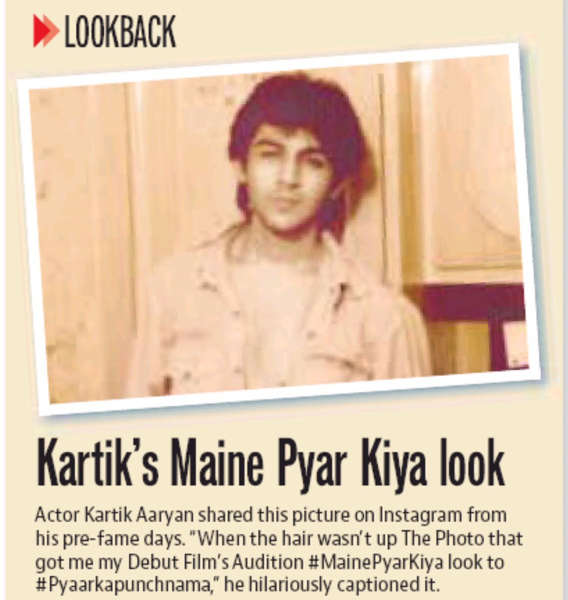 ★ Kartik’s Maine Pyar Kiya look ! tmblr.co/ZrXcGy2fSb6C7
#KartikAaryan shared this picture on IG from his pre-fame days. “When the hair wasn’t up The Photo that got me my Debut Film’s Audition #MainePyarKiya look to #Pyaarkapunchnama,” he hilariously captioned it.
#SalmanKhan