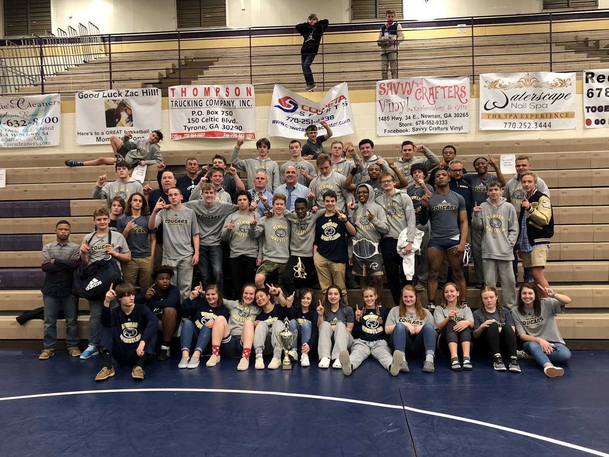 Congrats to <a href="/nhswres/">Newnan Wrestling and Takedown Club</a> for winning the 2-7A Duals with an impressive 376-28 overall score and finishing the season with a 42-6 overall record. #makinghistory #GoCougars <a href="/NewnanAthletics/">Newnan Athletics</a>