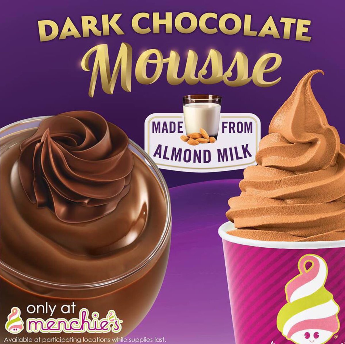 WindwardMenchie's tweet photo. Our new Dark Chocolate Mousse flavor is made from Almond Milk and contains no dairy, though we doubt you will be able to tell the difference. This flavor is choc full of fun! #MenchieWindward #Alpharetta #delicious #probiotics #froyo #vegan #dairyfree https://t.co/Iw5Ep3e4uN