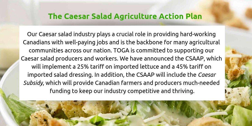 PartiToga's tweet image. ANNOUNCING: The Caesar Salad Agriculture Action Plan ✅