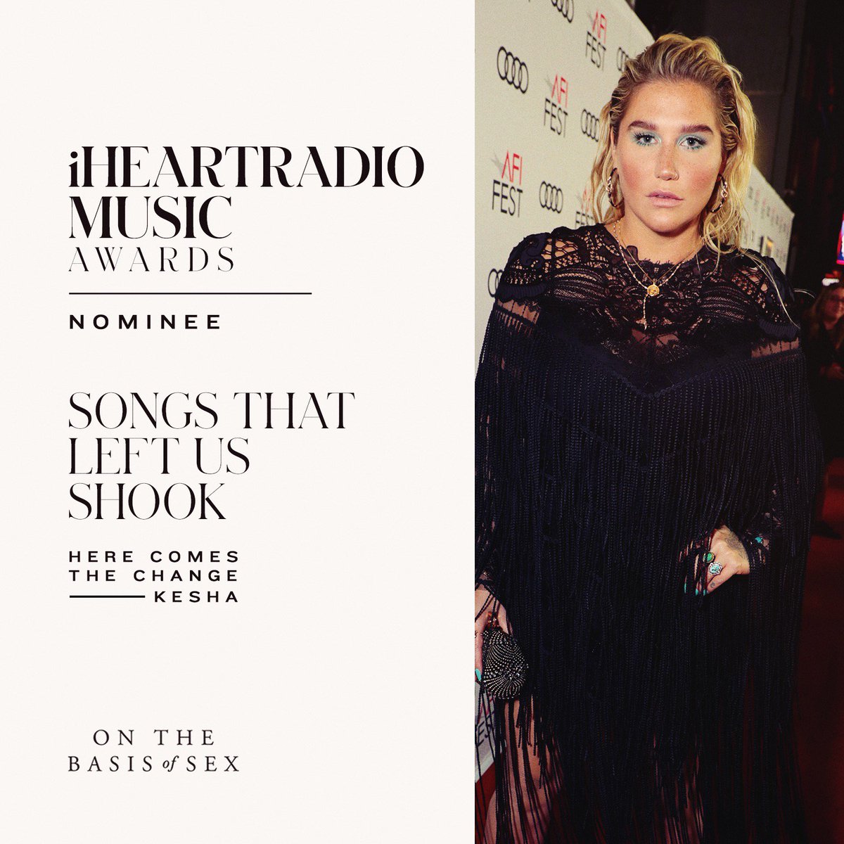 onthebasisofsex's tweet photo. Congrats to @KeshaRose on her #iHeartAwards nomination! Hear her original song #HereComesTheChange in #OnTheBasisOfSex, now playing in theaters. https://t.co/bLOvFt2nN7