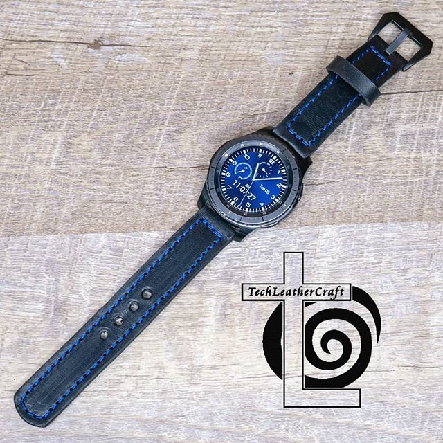 Finished up a Watchband for Gear S3 Frontier with blue stitching. #samsung #gears3frontier #smartwatch #watch #watchband #wristwatch #wristcandy #leatherwatchband #galaxywatch #applewatch #thinblueline #blue #edc #everydaycarry #handcrafted #leather