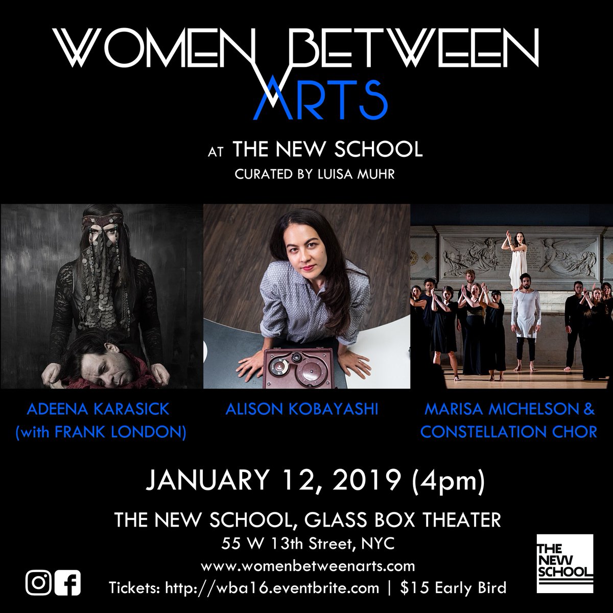 Tomorrow! Come on out to the Glass Box at 4pm! Tickets: wba16.eventbrite.com @women_btw_arts #interdisciplinary #women #art #newschool