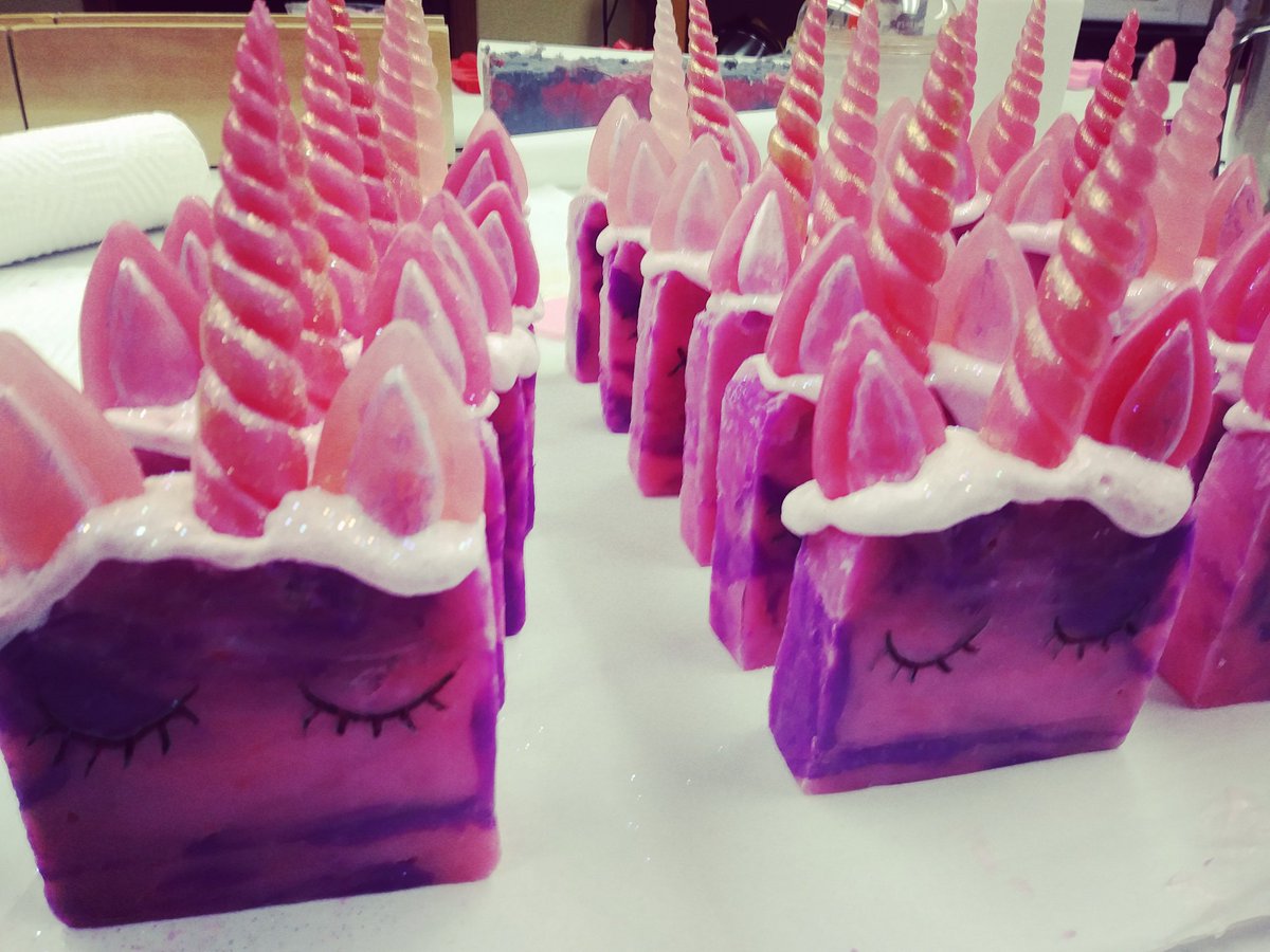 dirtybearsoap's tweet photo. Sleepy Unicorn Soaps. #unicorn #dirtybearsoapstyle #visitbeloit #soap #handmade #soapmaking #soapshare. #love https://t.co/77e1F68EnY