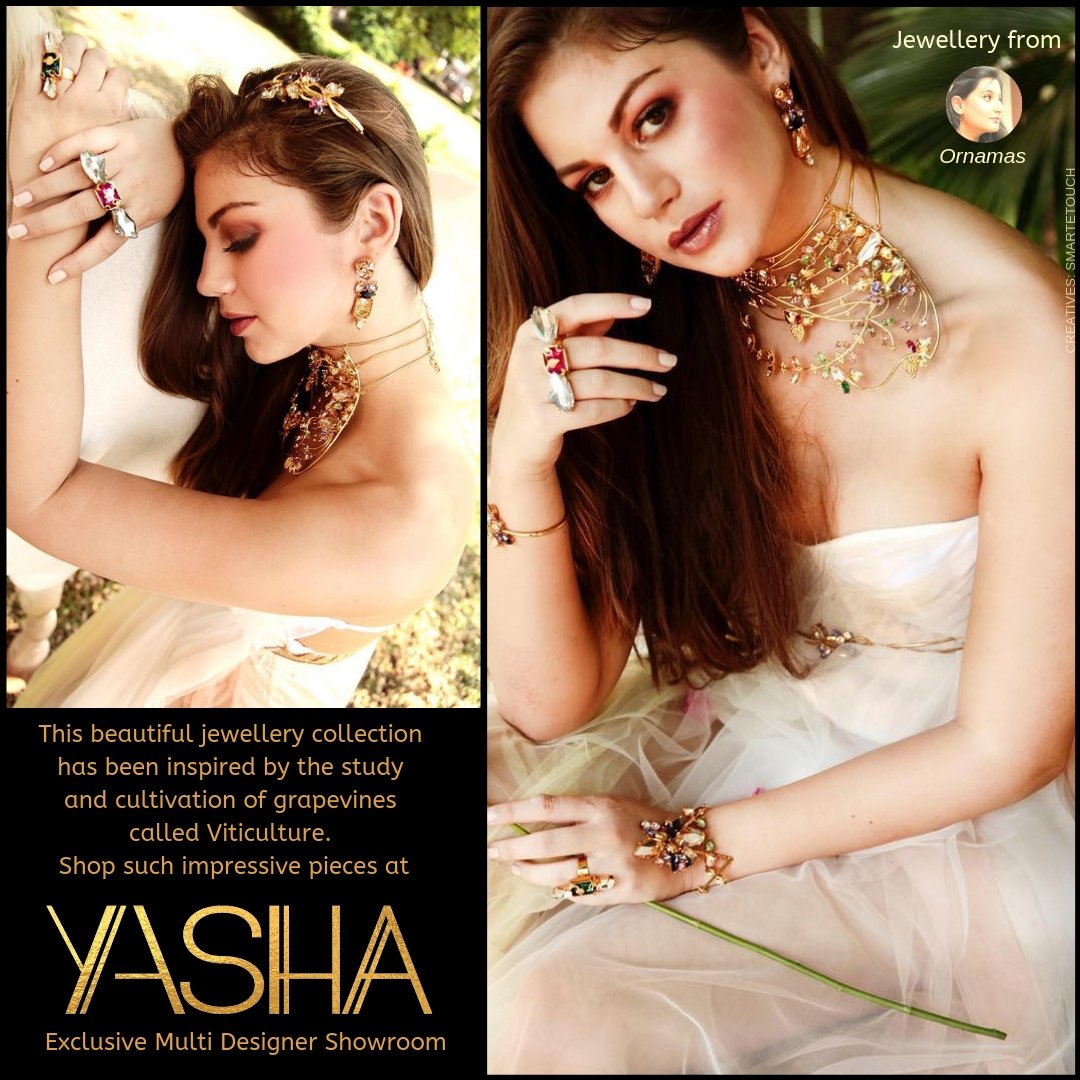 yashacouture's tweet photo. This beautiful jewellery collection has been inspired by the study and cultivation of grapevines called Viticulture. Shop such impressive jewellery pieces at our Exclusive Multi Designer Showroom, Yasha.
#Yasha #Varanasi #jewellery #Ornamas #showroom https://t.co/54L8VII3Oj