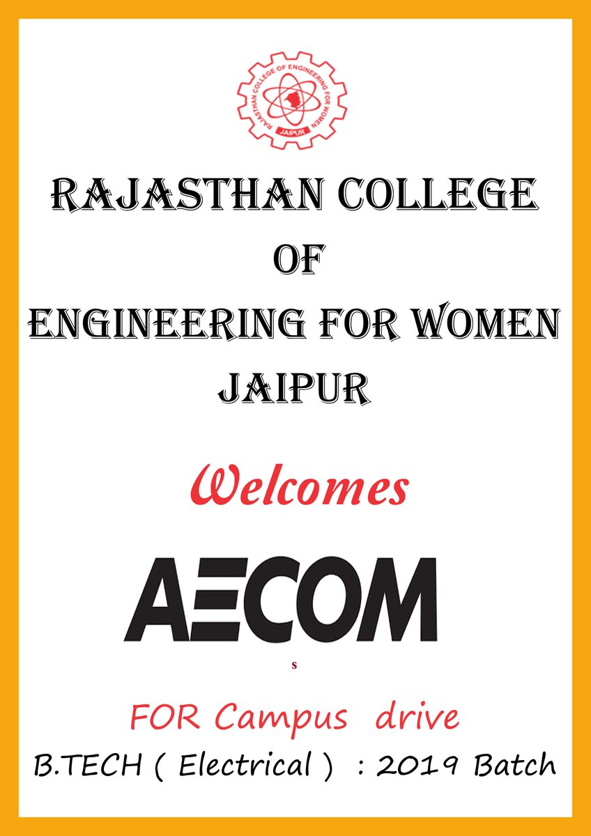 TPO_RCEW's tweet photo. Rajasthan College of Engineering for Women, Jaipur welcomes Aecom for campus drive : https://t.co/PQyPiW2VqC 2019 Batch . https://t.co/vRm9VorYgZ