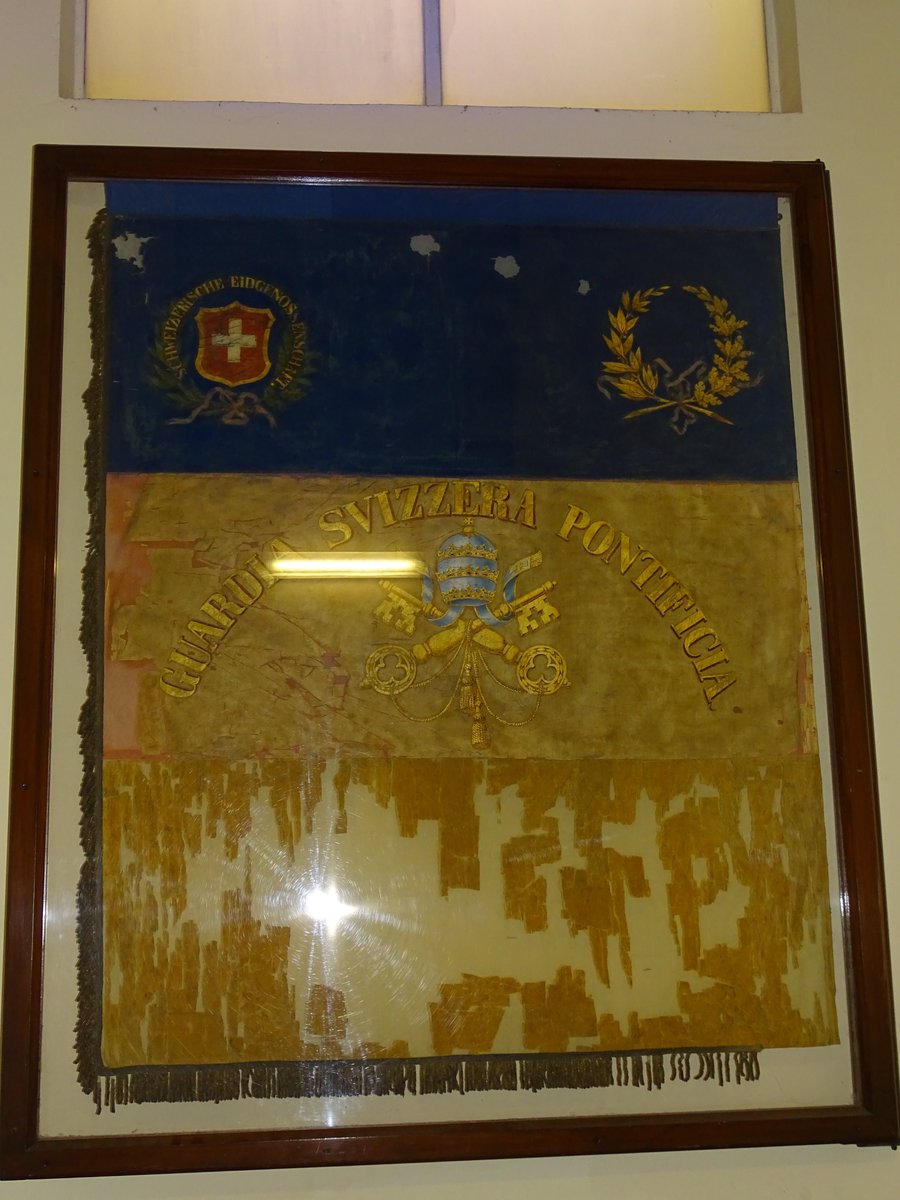 The remains of the Papal standard from the wars of Italian unification and the battles against the various Garibaldi movements that assailed the Papal States.