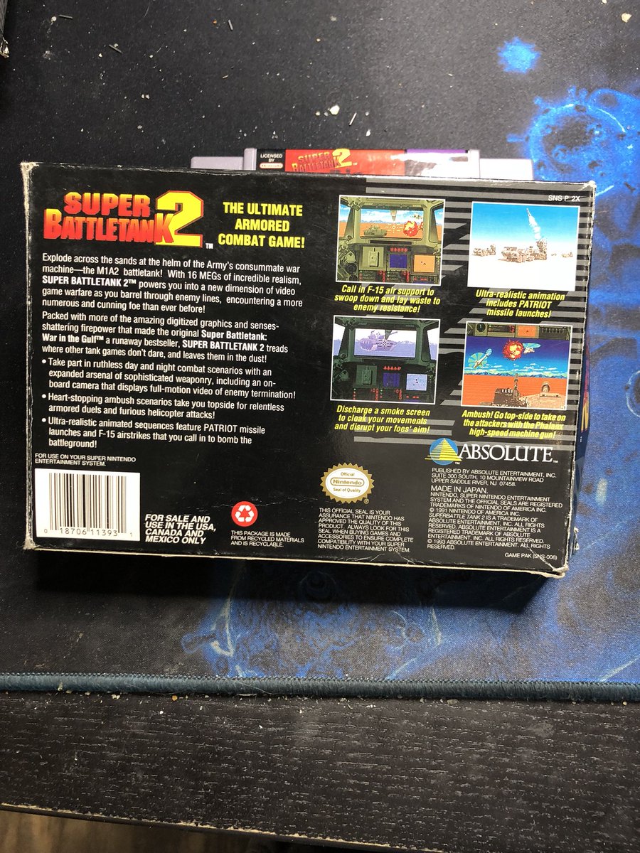 JeremyKMock's tweet photo. Well am a little late but here is the #snesfriday look at SuperBattleTank2 it was exclusive to the #snes you took command of a #m1a2 to go out in the Middle East Desert to destroy tanks jeeps helicopters and so much more #snesgames #snesclassic #retrogaming #retrogame #oldschool https://t.co/ACXmW8TyWA
