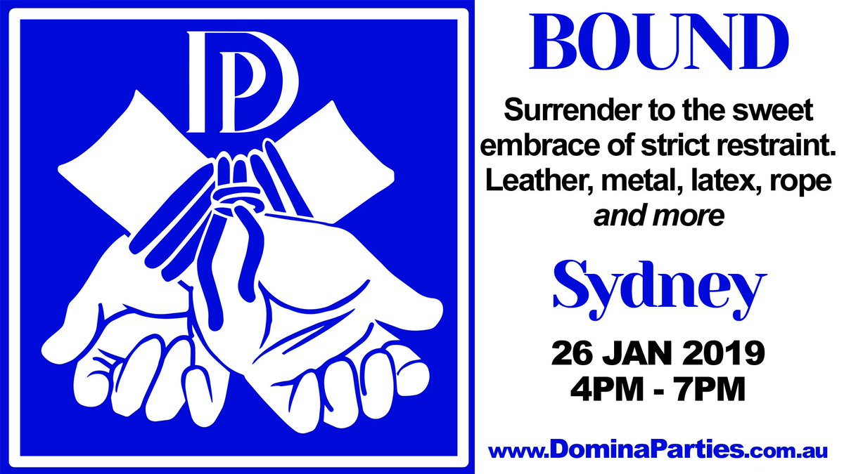 JaidenLillith's tweet photo. I'm so looking forward to BOUND TO PLEASE, the 2nd @DominaPartiesAu event on 26th Jan! Join Mistress Lillith, @Mz_Penelope & friends for a #MultiMistress, #multislave party covering #Bondage including metal, #leather, #latex #restraints, #shibari.
https://t.co/UbqHapXXZr https://t.co/Q8icFti2rr