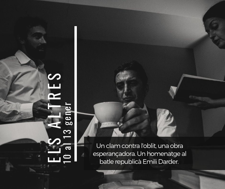 tallatdelluna's tweet photo. Aquest cap de setmana en el @TeatredelMar,#ElsAltres ,una producció de Cultural-Ment i text de Salvador Oliva.Un homenatge a Emili Darder i a tots Els Altres que també varen ser assassinats pels colpistes franquistes. Magníficament interpretada per Marga López,Xavi Núñez i Oliva https://t.co/HzKWB64Liz
