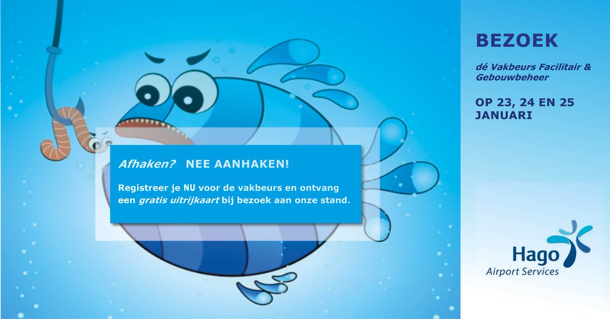 Kom en haak aan! Meld je aan voor de vakbeurs 2019 via deze link bit.ly/2QCnE3W en ontmoet ons bij stand D15. #schoonisvaniedereen #vakbeurs2019