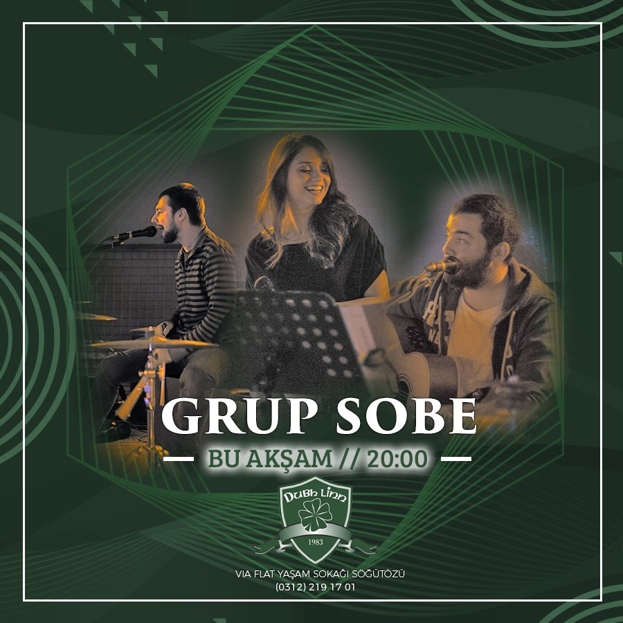 viaflatdubhlinn's tweet photo. Yoğun istek üzerine; Grup Sobe bu akşam 20:00'da tekrar bizlerle olacak😍 Rezervasyon : (0312) 219 17 01 #ankara #dubhlinn #viaflat #irishpub #pub #eğlence #müzik #armada #yaşamsokağı #haftasonu #iyiyemek #iyimüzik https://t.co/fly2W5j0qD
