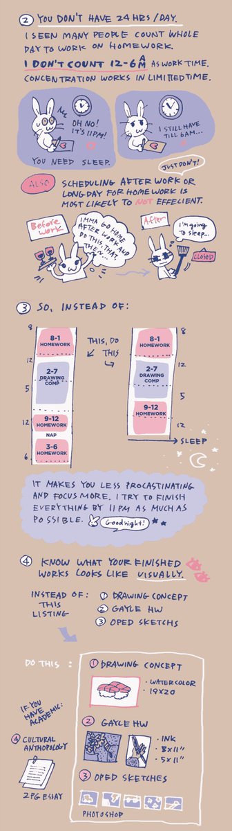 I thought it's good time to go over time management method that I made during art college time to maintain my life balance. It's doesn't work for everyone, but might work for some people. ↓ continues 